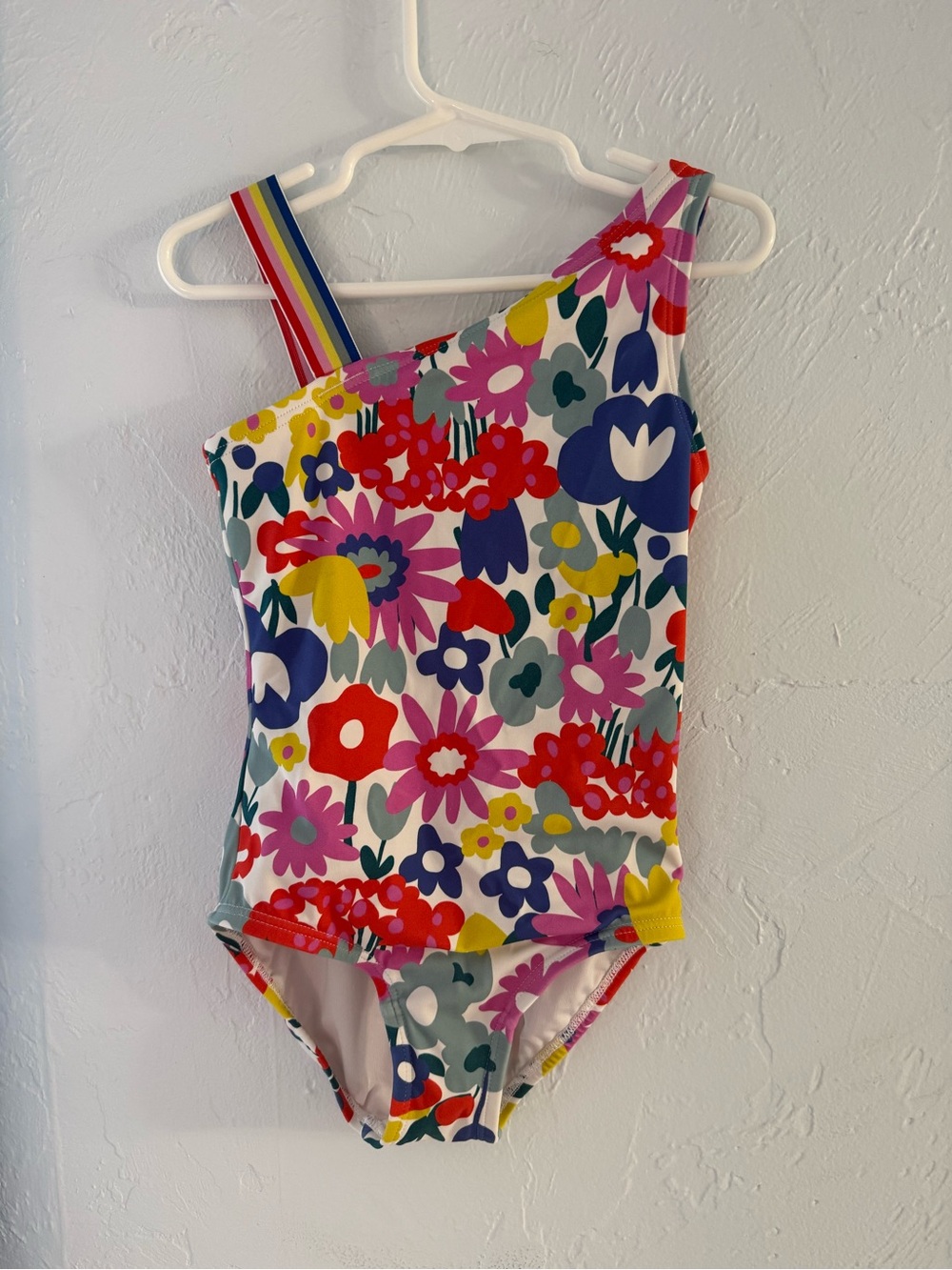 Hanna Andersson Multicolor Floral One-Shoulder Girls Swimsuit